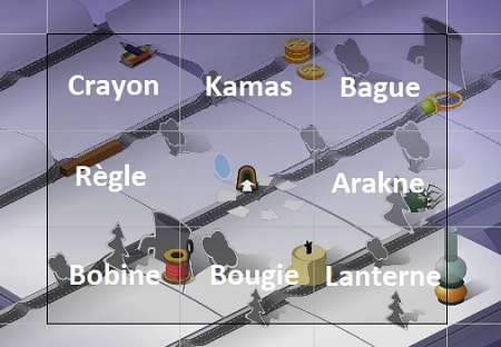 Les maps de l'Ouvrage Monochrome, nommées par objet géant
