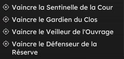 Emplacement des 4 gardiens